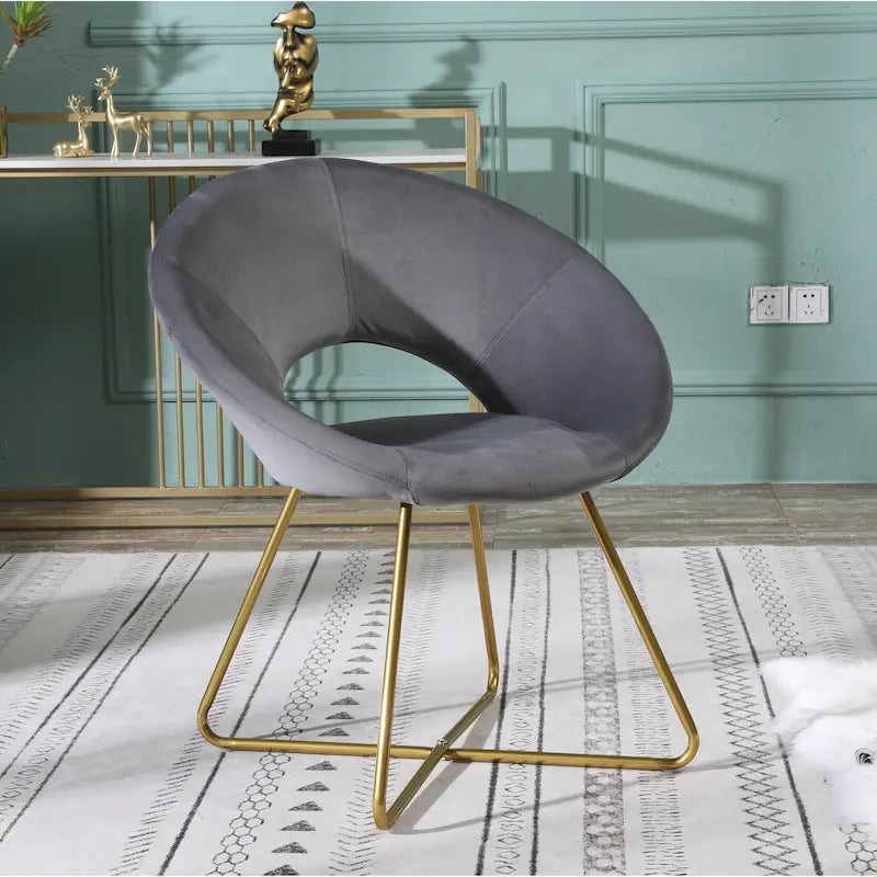 28 Polyester Upholstered Accent Chair with Gold Base