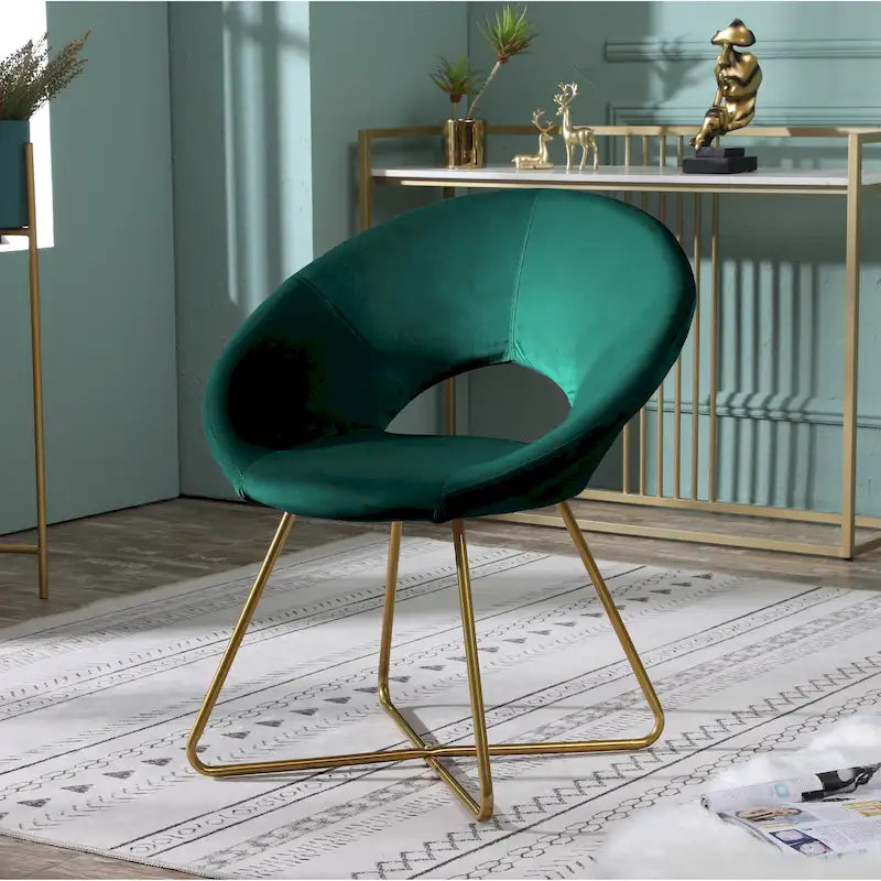 28 Polyester Upholstered Accent Chair with Gold Base