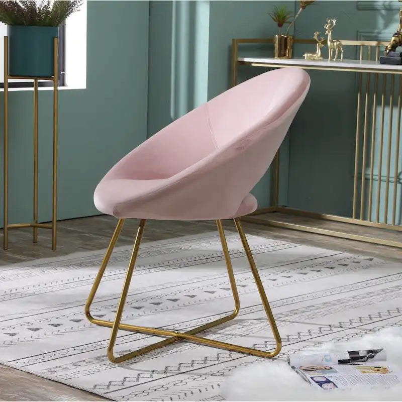 28 Polyester Upholstered Accent Chair with Gold Base