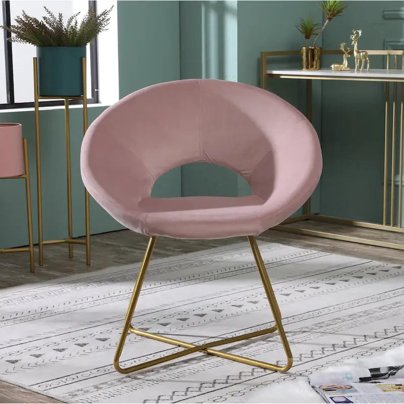 28 Polyester Upholstered Accent Chair with Gold Base