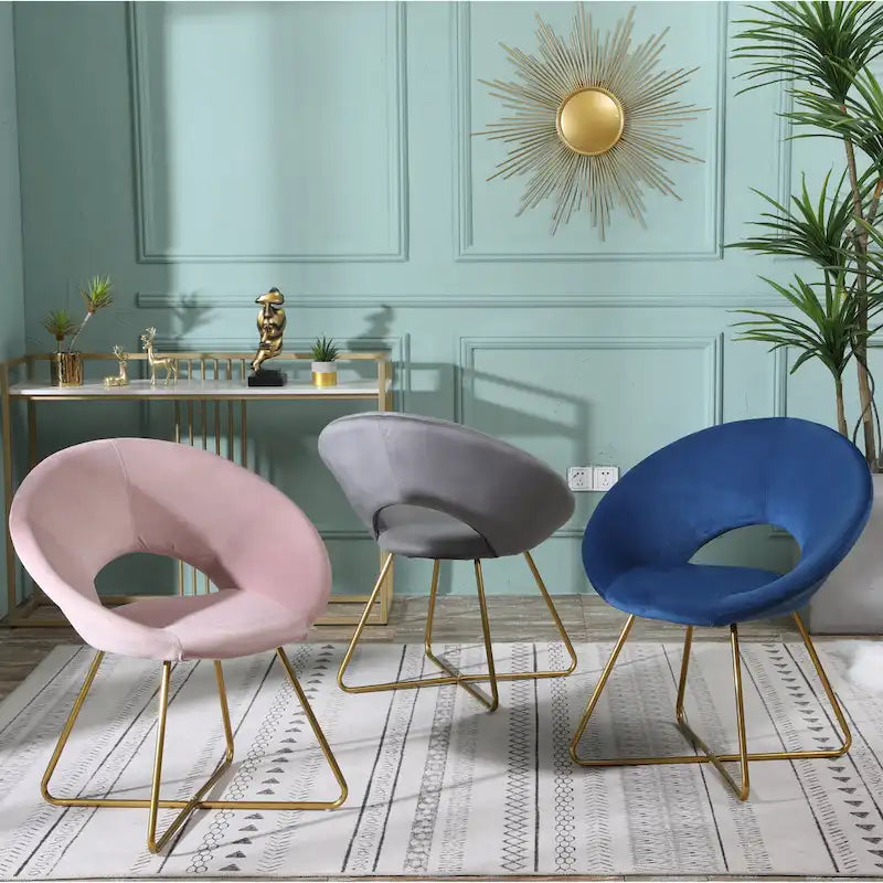 28 Polyester Upholstered Accent Chair with Gold Base