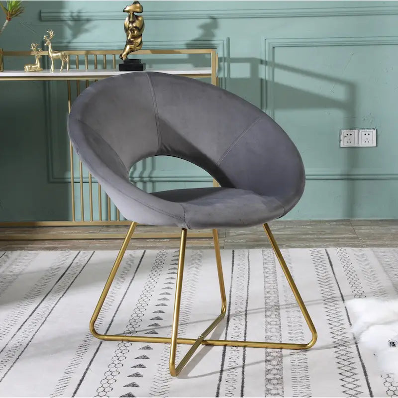 28 Polyester Upholstered Accent Chair with Gold Base