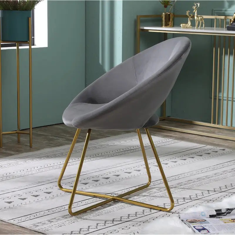 28 Polyester Upholstered Accent Chair with Gold Base