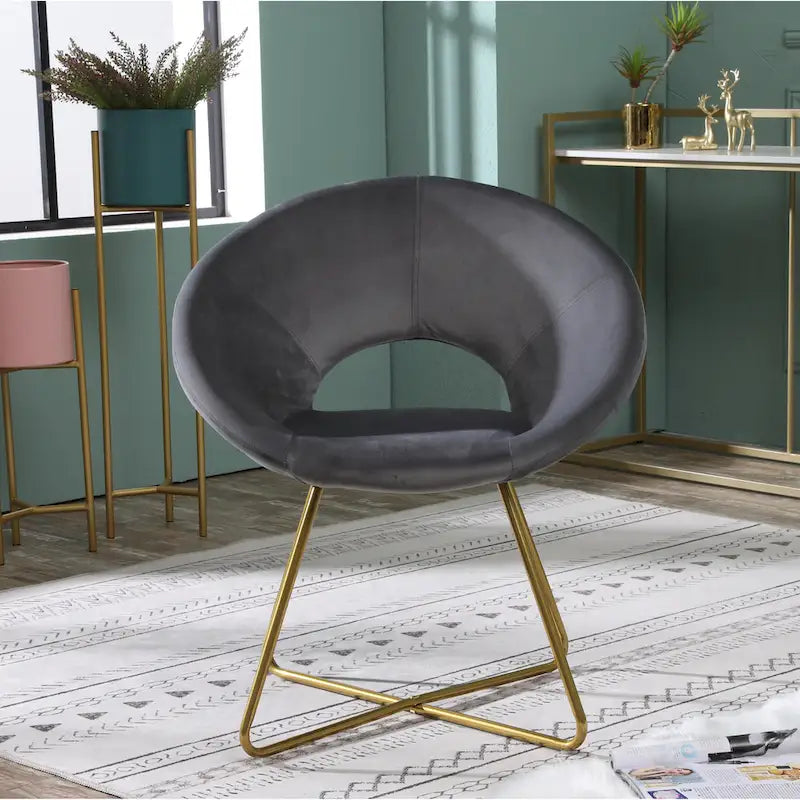 28 Polyester Upholstered Accent Chair with Gold Base