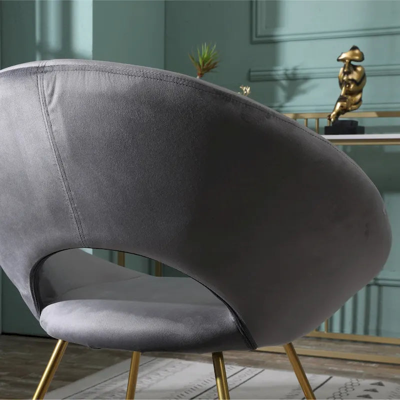 28 Polyester Upholstered Accent Chair with Gold Base