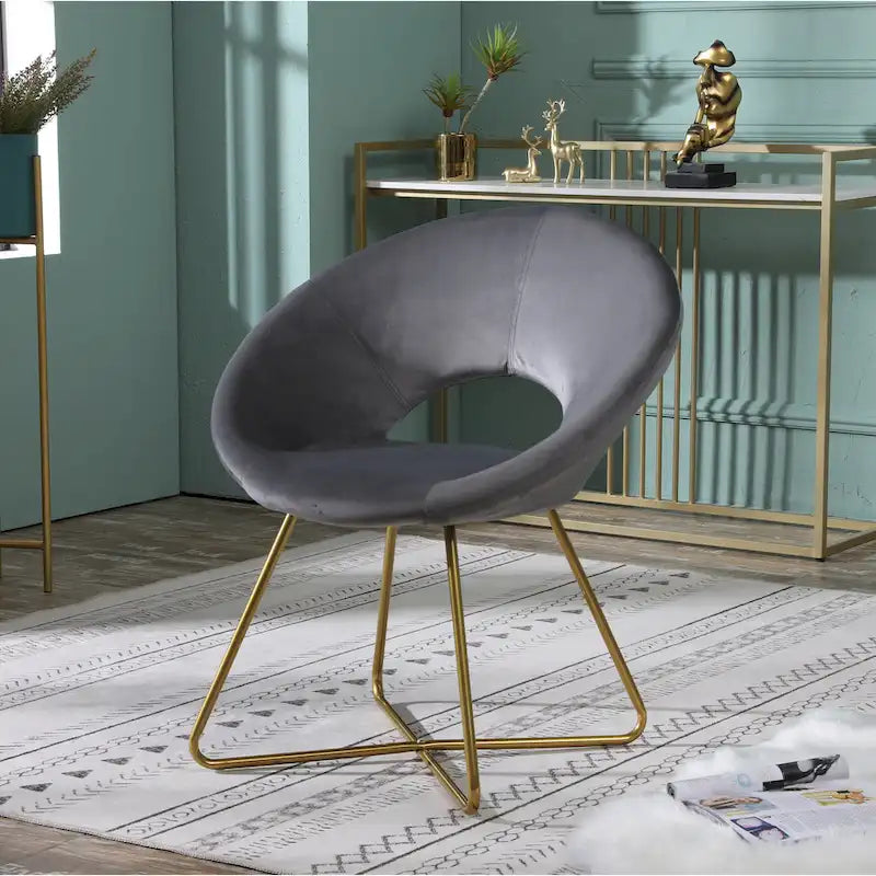 28 Polyester Upholstered Accent Chair with Gold Base