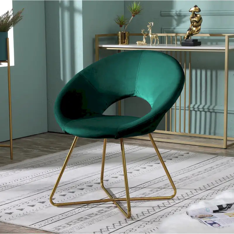 28 Polyester Upholstered Accent Chair with Gold Base