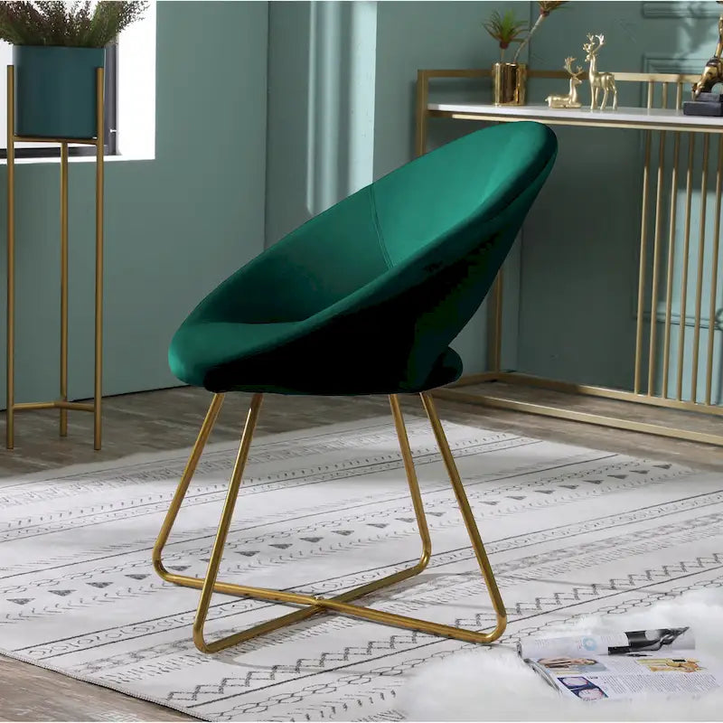 28 Polyester Upholstered Accent Chair with Gold Base