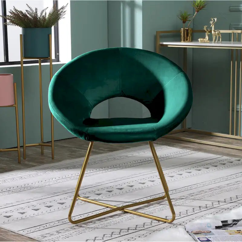 28 Polyester Upholstered Accent Chair with Gold Base