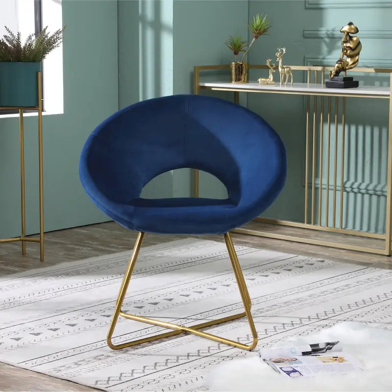 28 Polyester Upholstered Accent Chair with Gold Base