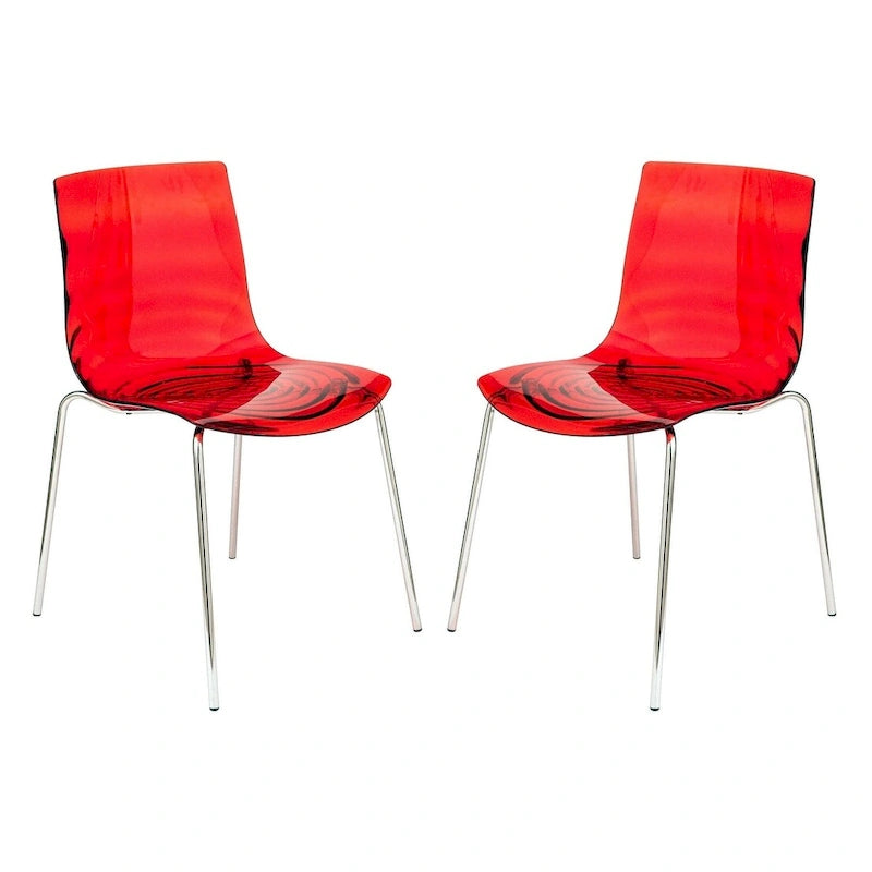 Astor Acrylic Dining Chair with Chrome Legs (Set of 2) Modern Accent Side Chair