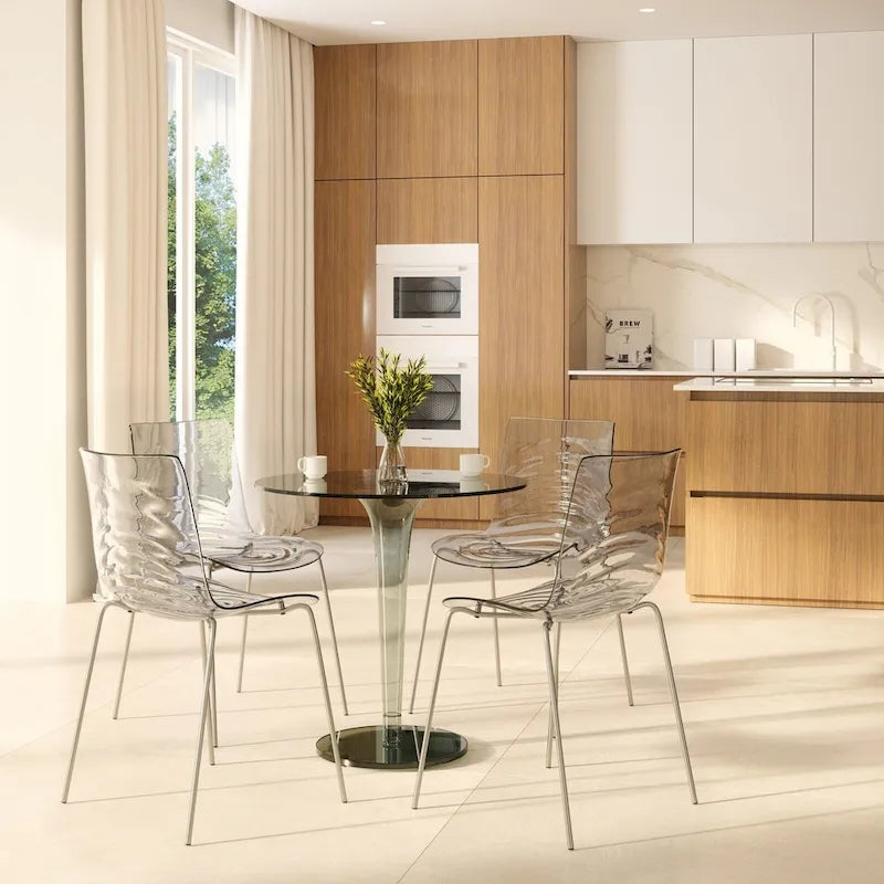 Astor Acrylic Dining Chair with Chrome Legs (Set of 2) Modern Accent Side Chair
