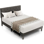 Bed Frame Upholstered Platform Bed with Tufted Headboard
