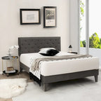 Bed Frame Upholstered Platform Bed with Tufted Headboard