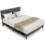 Bed Frame Upholstered Platform Bed with Tufted Headboard