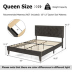 Bed Frame Upholstered Platform Bed with Tufted Headboard