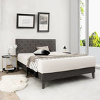 Bed Frame Upholstered Platform Bed with Tufted Headboard