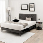 Bed Frame Upholstered Platform Bed with Tufted Headboard