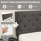 Bed Frame Upholstered Platform Bed with Tufted Headboard