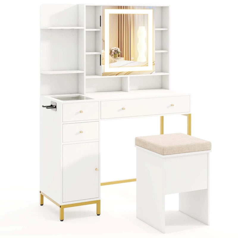 Makeup Vanity Desk with Lighted Mirror Charging Station - See Details