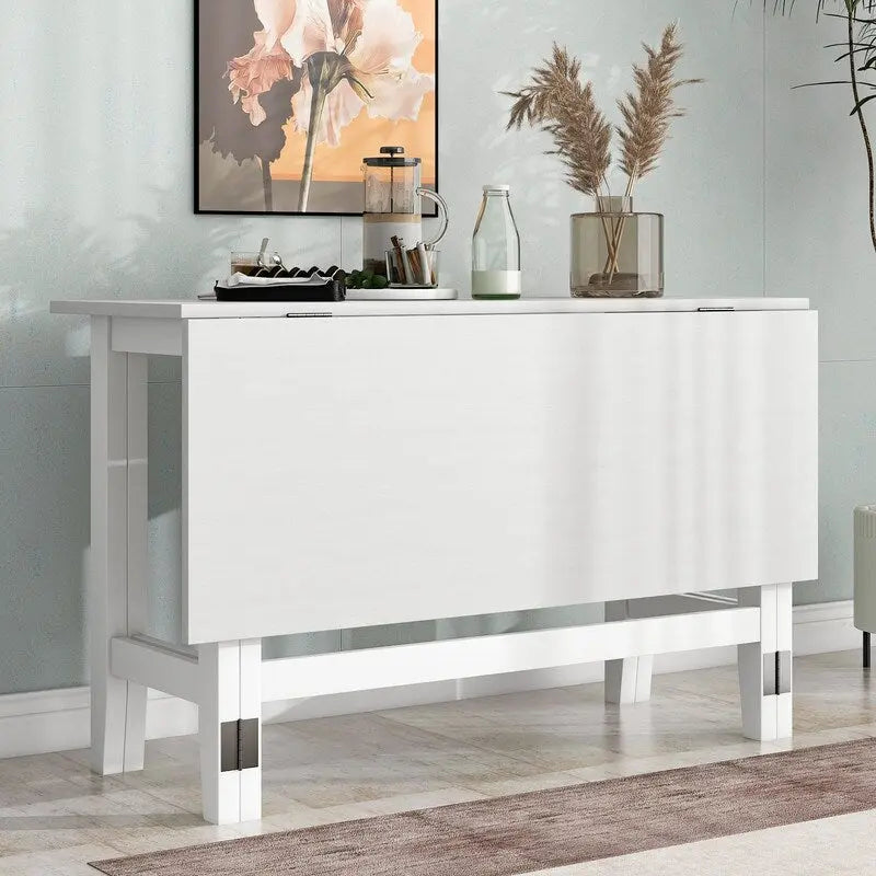 Rustic Drop-Leaf Dining Table Space-Saving Farmhouse Design with Extendable Wood Top