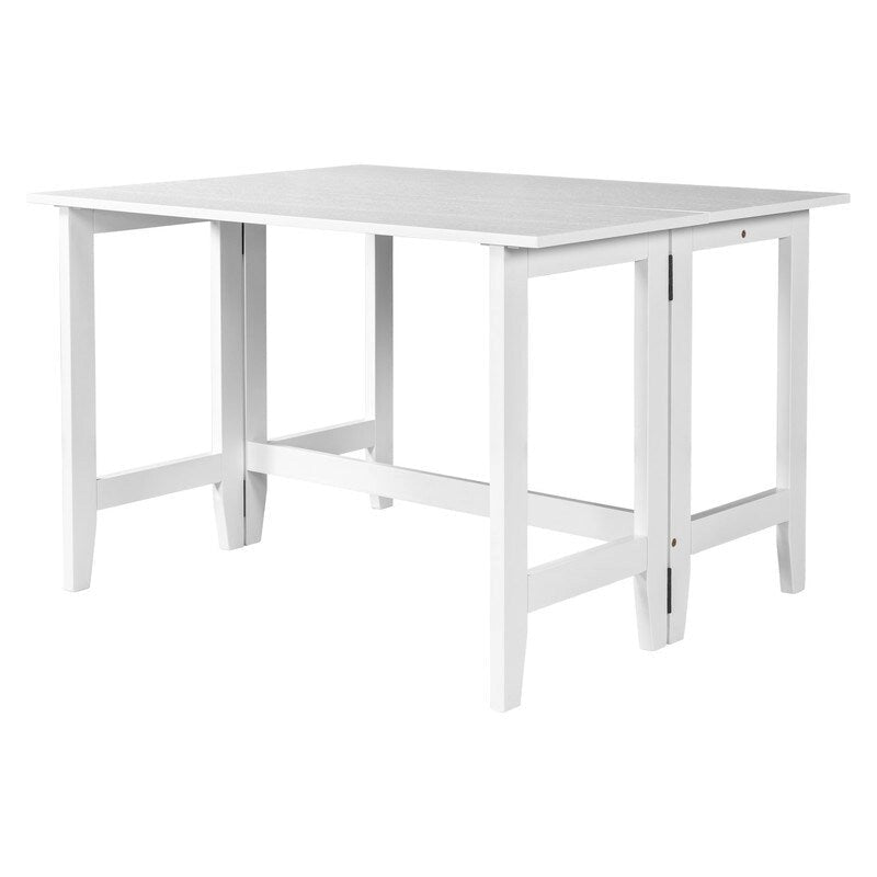 Rustic Drop-Leaf Dining Table Space-Saving Farmhouse Design with Extendable Wood Top