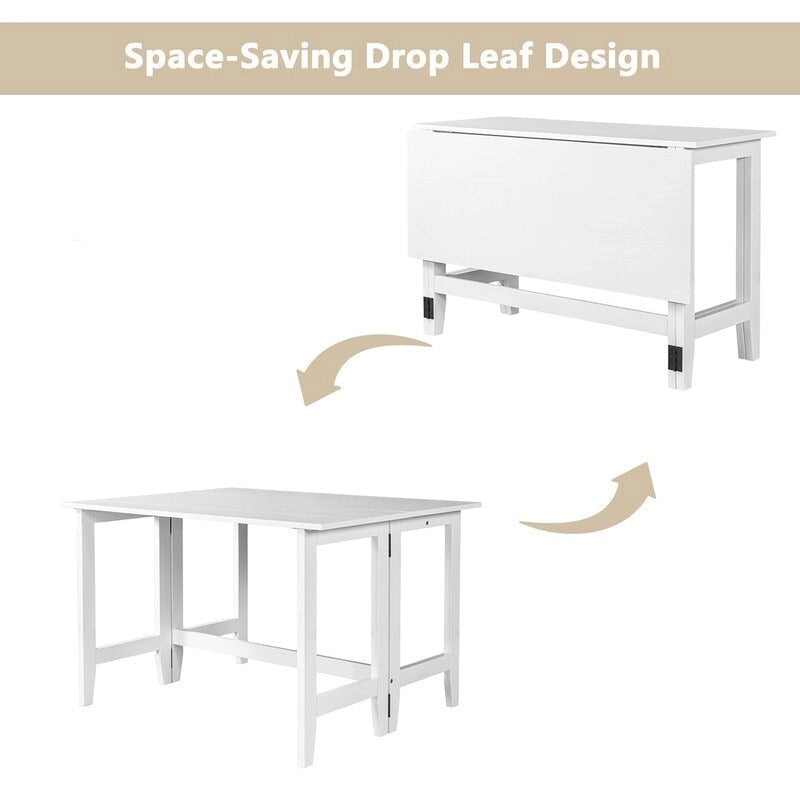 Rustic Drop-Leaf Dining Table Space-Saving Farmhouse Design with Extendable Wood Top