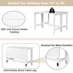 Rustic Drop-Leaf Dining Table Space-Saving Farmhouse Design with Extendable Wood Top