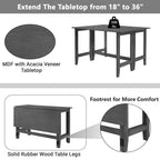 Rustic Drop-Leaf Dining Table Space-Saving Farmhouse Design with Extendable Wood Top