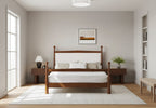 Platform Bed with Upholstered Boucle Headboard