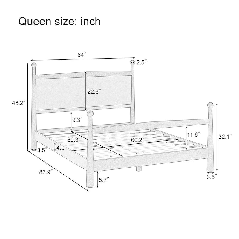 Platform Bed with Upholstered Boucle Headboard