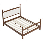 Platform Bed with Upholstered Boucle Headboard