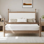 Platform Bed with Upholstered Boucle Headboard