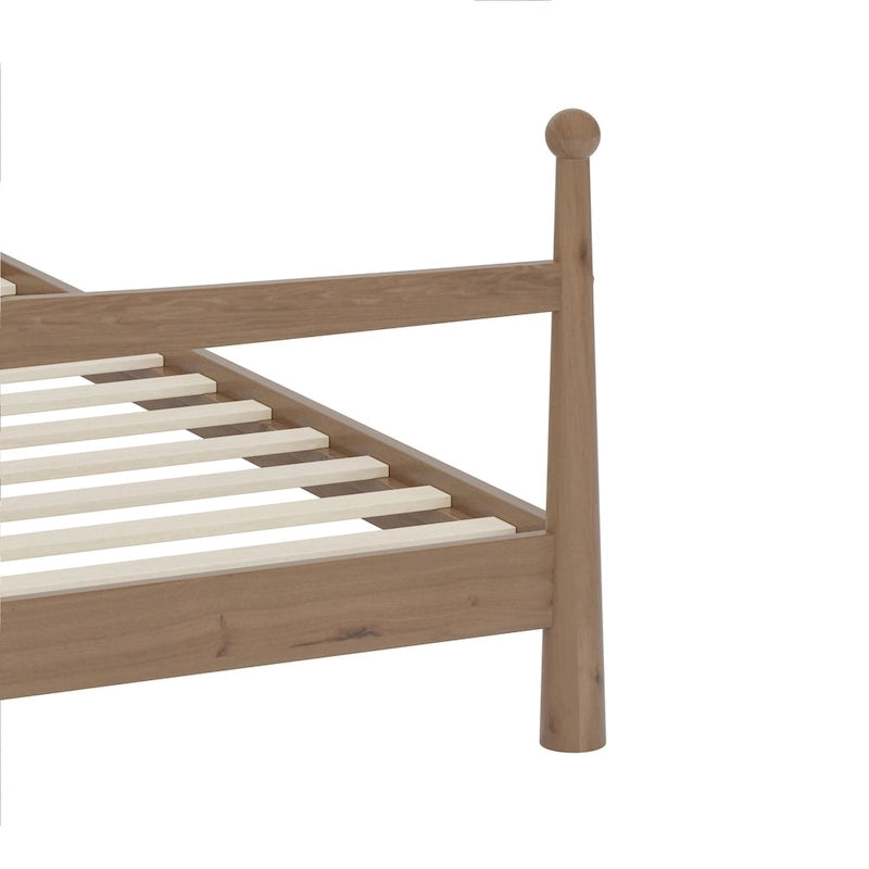 Platform Bed with Upholstered Boucle Headboard
