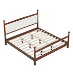 Platform Bed with Upholstered Boucle Headboard