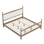 Platform Bed with Upholstered Boucle Headboard