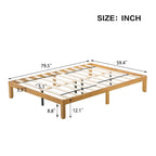 Queen Size Wooden Platform Bed with Strong Wood Slat Support for Bedroom