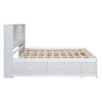 Modern Wooden Platform Bed with Storage Headboard and 8 Drawers for Bedroom