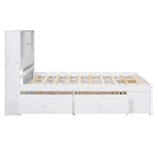 Modern Wooden Platform Bed with Storage Headboard and 8 Drawers for Bedroom