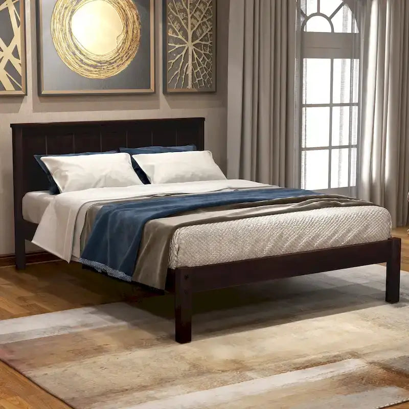 Black Twin Pine Platform Bed Frame with Headboard and Storage