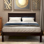 Black Twin Pine Platform Bed Frame with Headboard and Storage