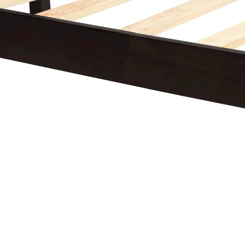 Black Twin Pine Platform Bed Frame with Headboard and Storage