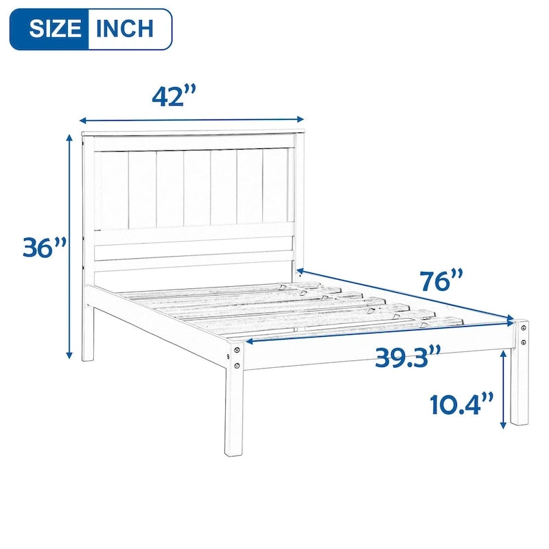 Black Twin Pine Platform Bed Frame with Headboard and Storage