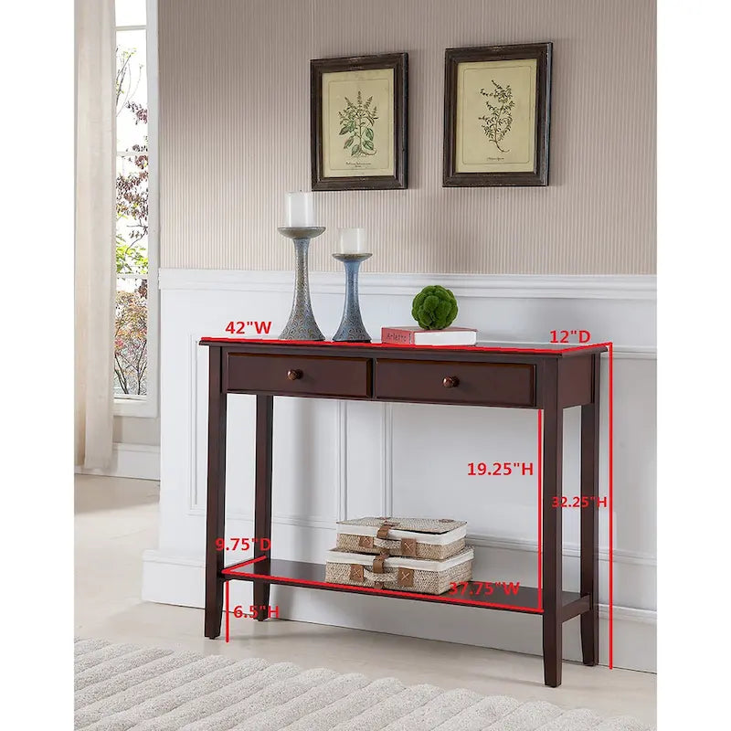 Wood Console Table with 2 Drawers