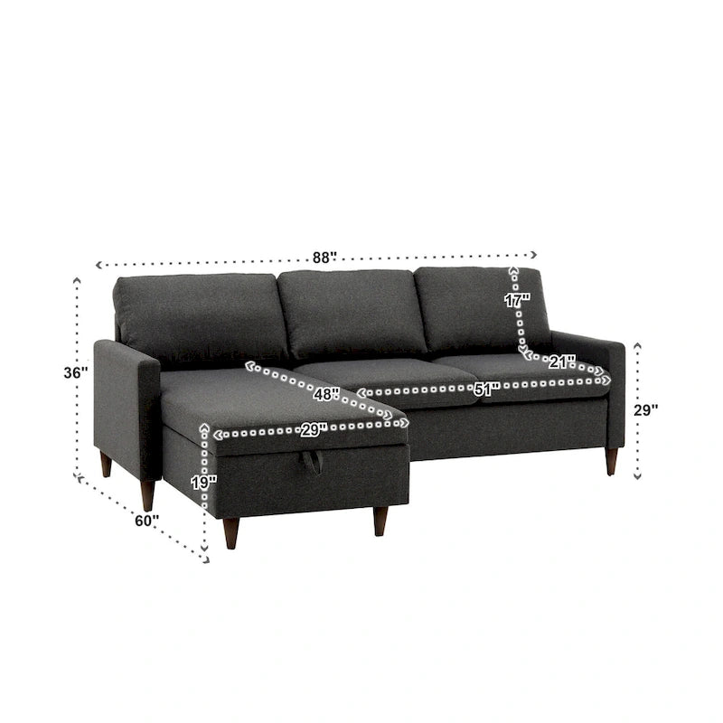 Parker L-shaped Sofa with Storage Chaise