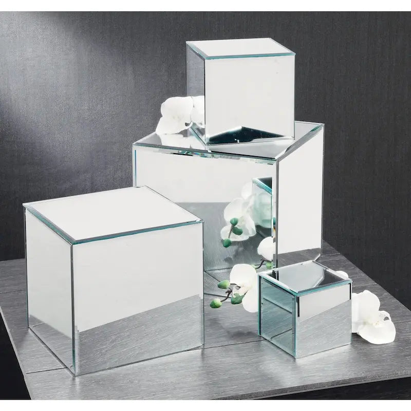 Square Glass Mirrored Riser Pedestals
