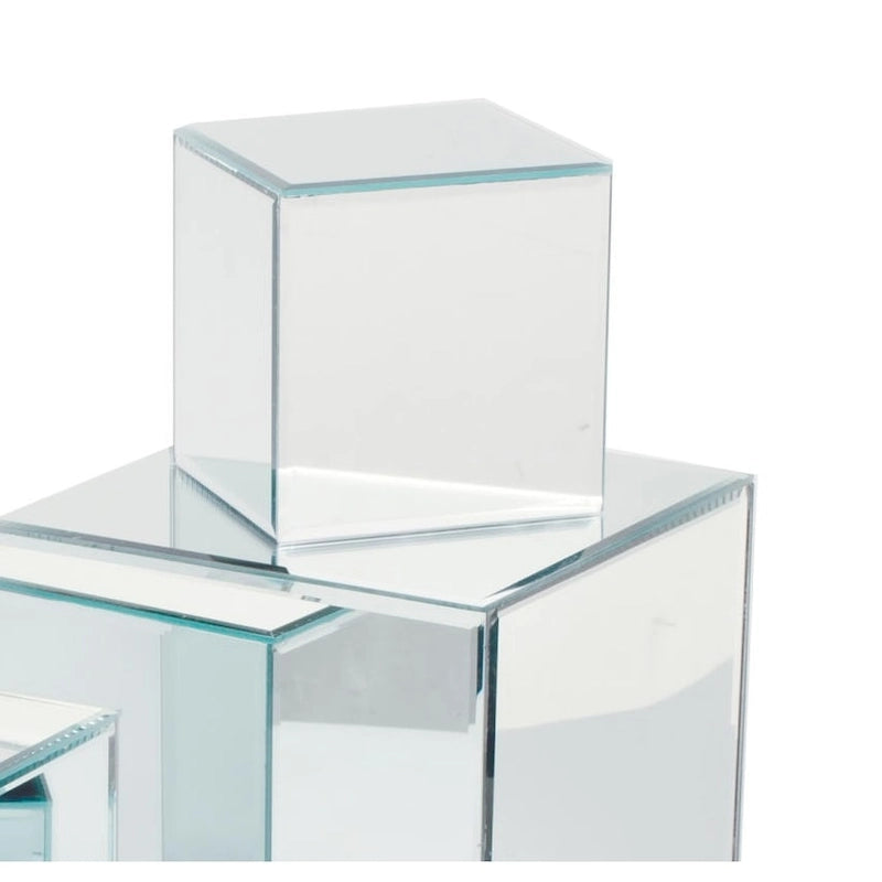 Square Glass Mirrored Riser Pedestals