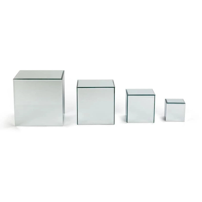 Square Glass Mirrored Riser Pedestals