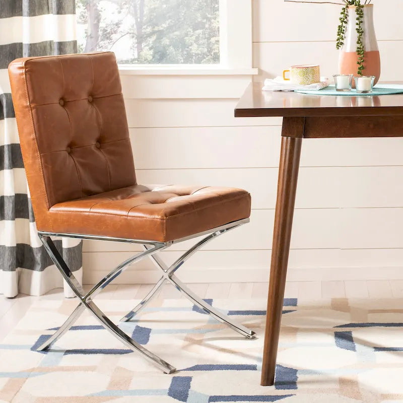 Merrilee Glam Black Chrome Tufted Side Chair
