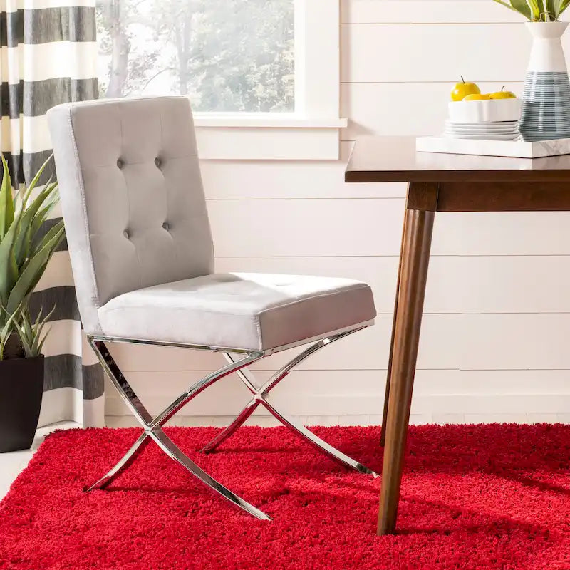 Merrilee Glam Black Chrome Tufted Side Chair